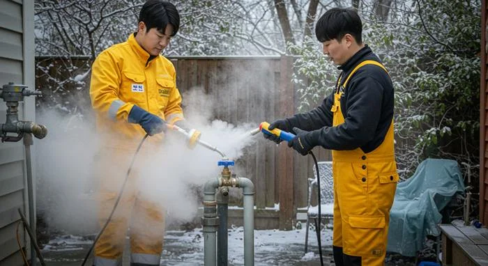 동삭동 언 수도 녹임 해빙 업체 수도관 해빙 후 하수구 뚫기