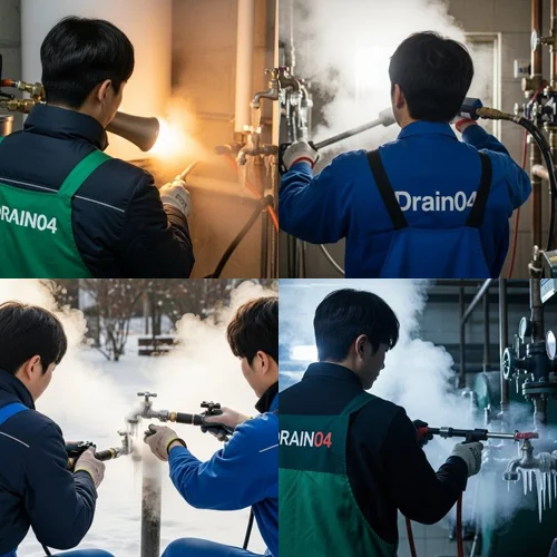 지산동 수도 동파 녹임 해빙 녹여서 역류 문제 해결