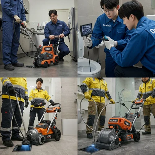 평택 변기 막힘 수리 관통기 작업