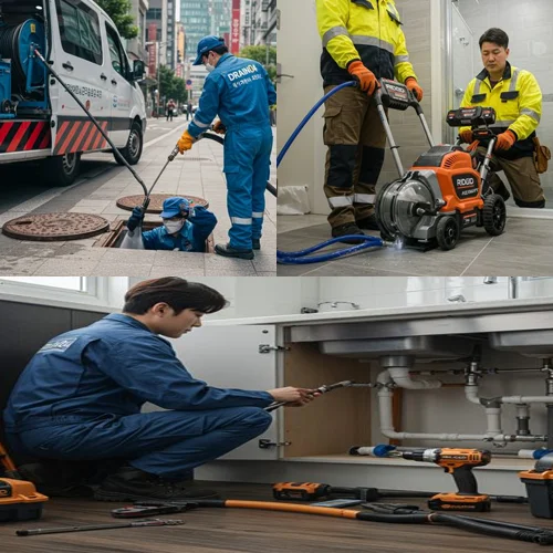 청북면 배수구막힘 횡주관 청소